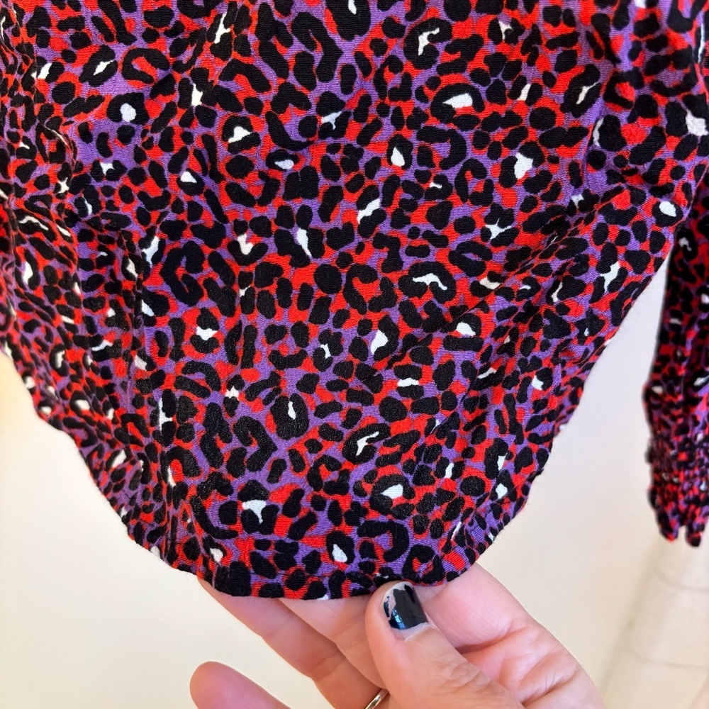 M&S Collection Womens Purple Red Blouse Size 6 Medium Office Peasant Indie Wild - Picture 8 of 14